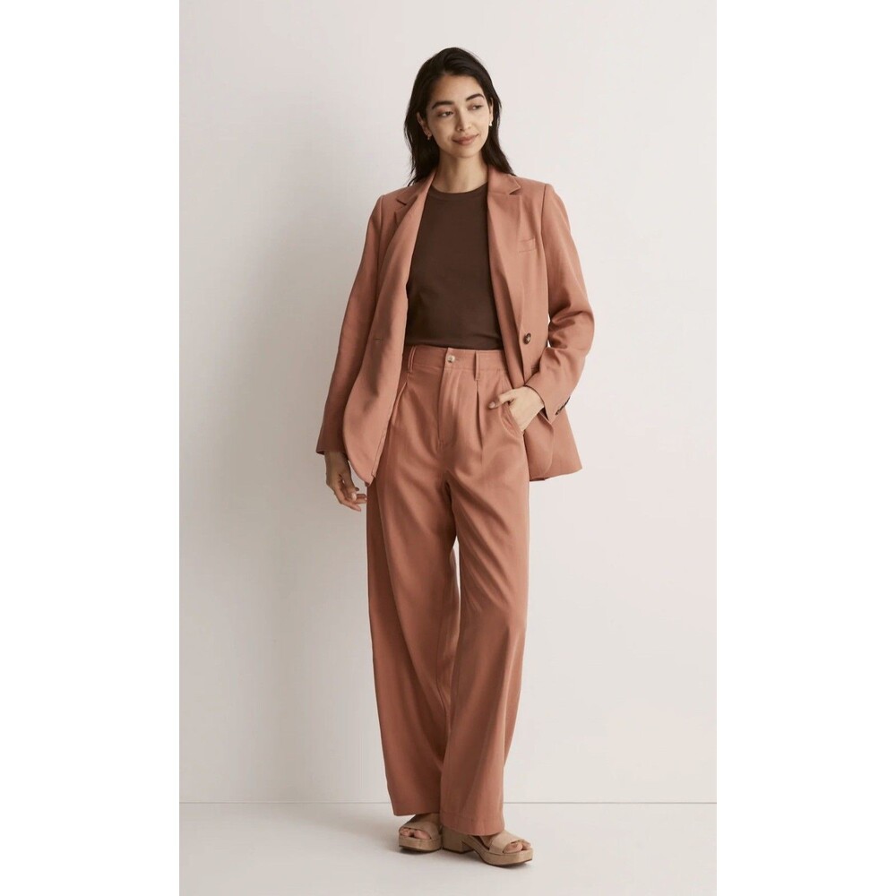 Madewell The Neale Straight-Leg Pant Drapeweave Dried Rose 6 EUC Wide Fit